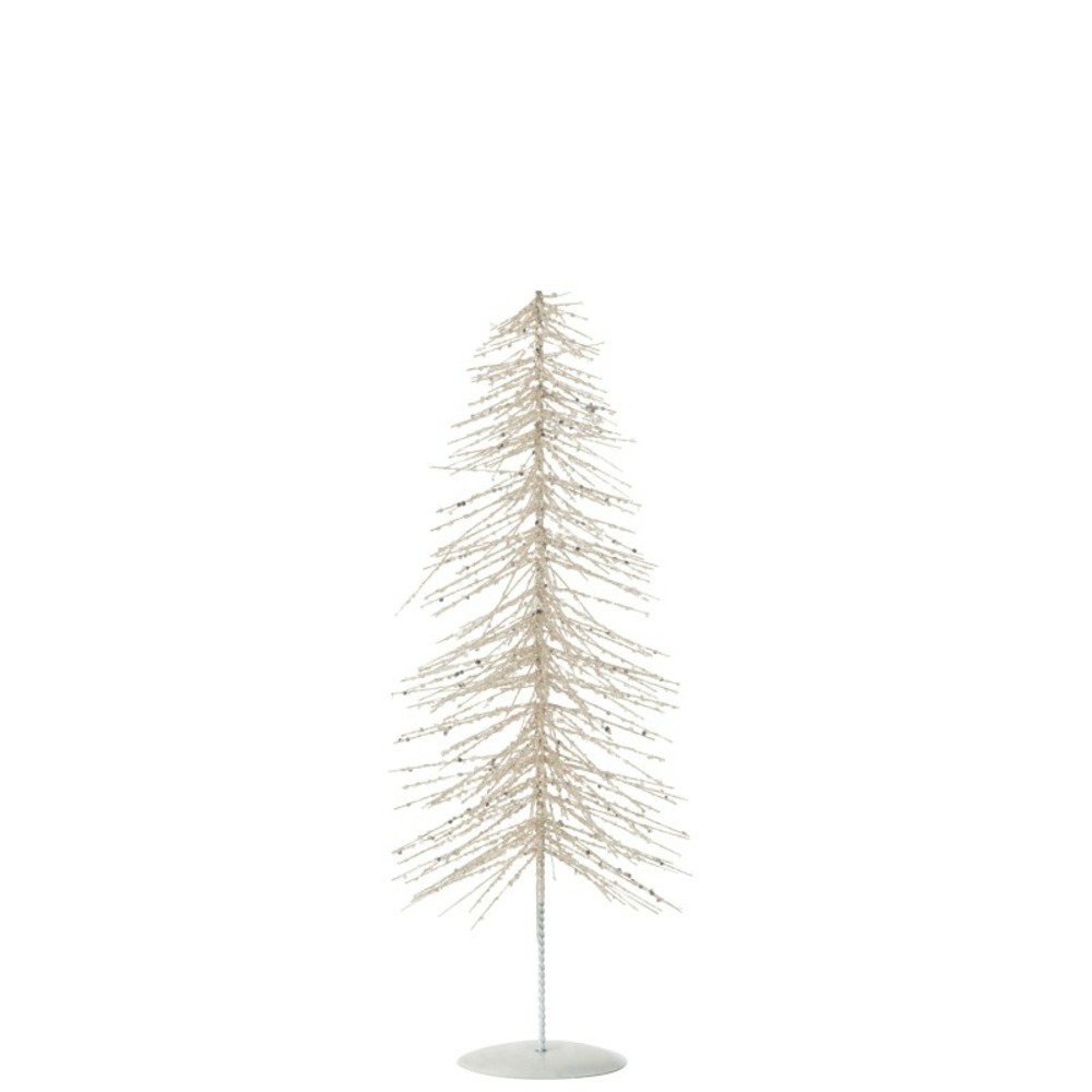 Sapin de noël décoratif à paillettes en plastique argenté 14x14x45 cm