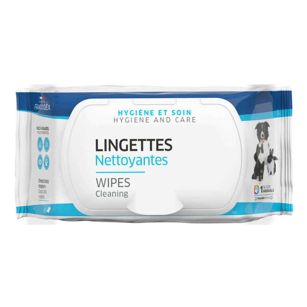 Lingettes nettoyantes multi-usages 30 pour chiens, chats et petits mammifèr
