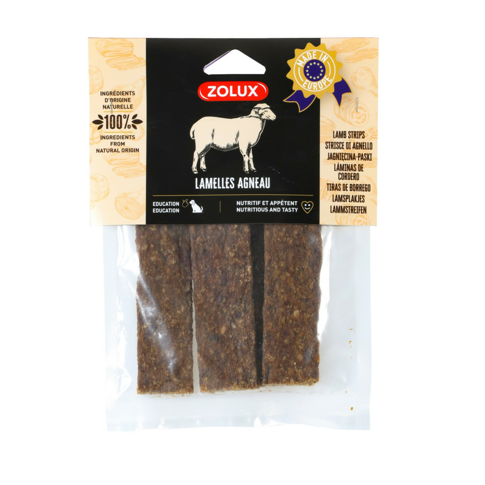 Friandises 4 lamelles d' agneau 100 g pour chien