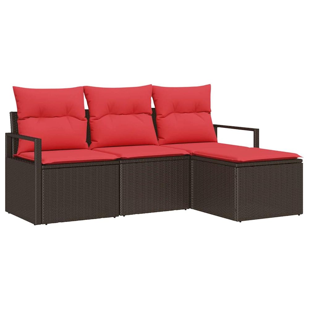 Ensemble de canapés 4 pc marron et rouge polyrotin