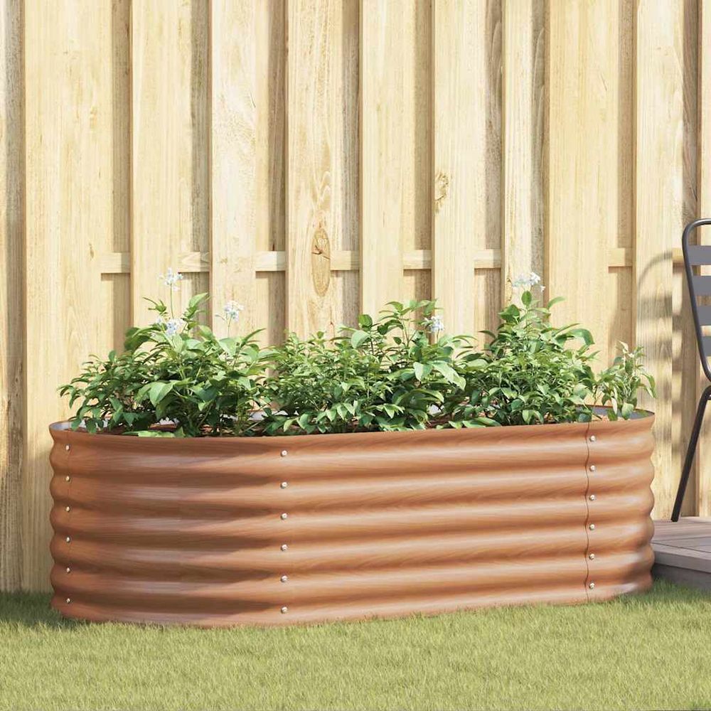Jardinière potager surélevé en acier pour jardin marron 160x80x44 cm