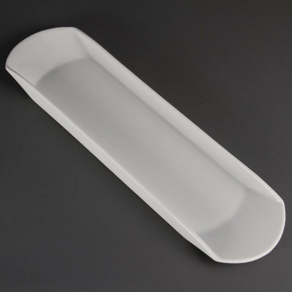 Plat gondola en porcelaine blanche 560 x 150 mm - olympia
