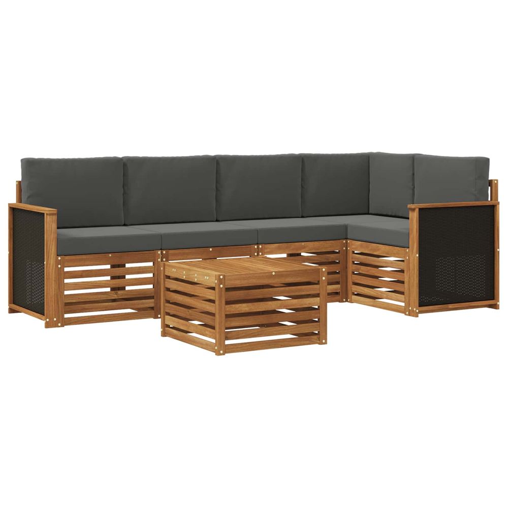 Ensemble de canapés d'extérieur 5 pc naturel et anthracite