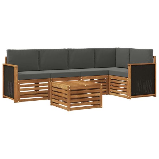 Ensemble de canapés d'extérieur 5 pc naturel et anthracite