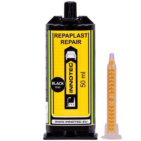 Réparation plastique automobile, mastic réparation, colle, cartouche double, 50 ml noir