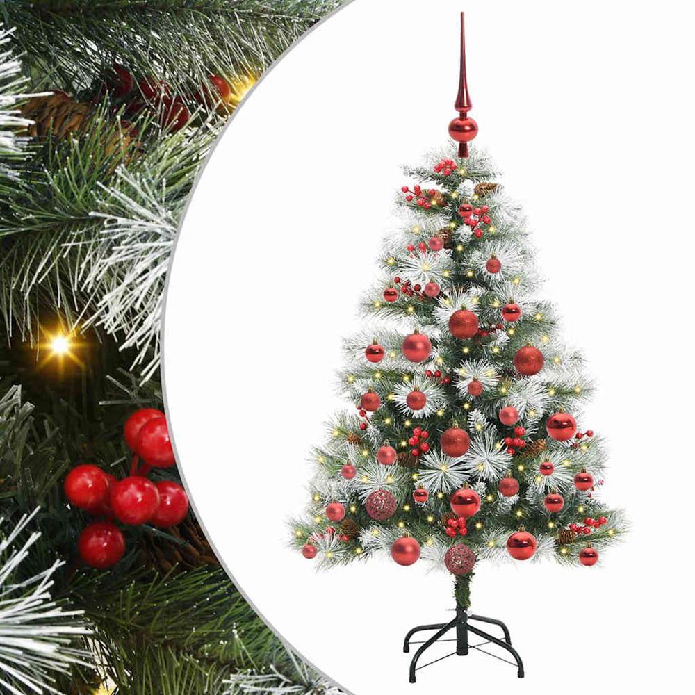 Sapin de noël artificiel vert et blanc 120 cm