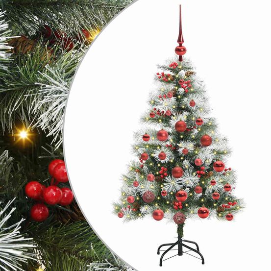 Sapin de noël artificiel vert et blanc 120 cm