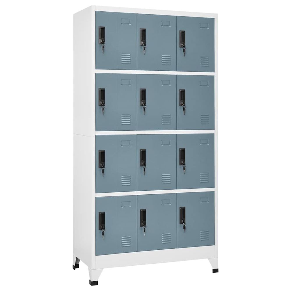 Armoire à casiers gris clair et gris foncé 90x45x180 cm acier