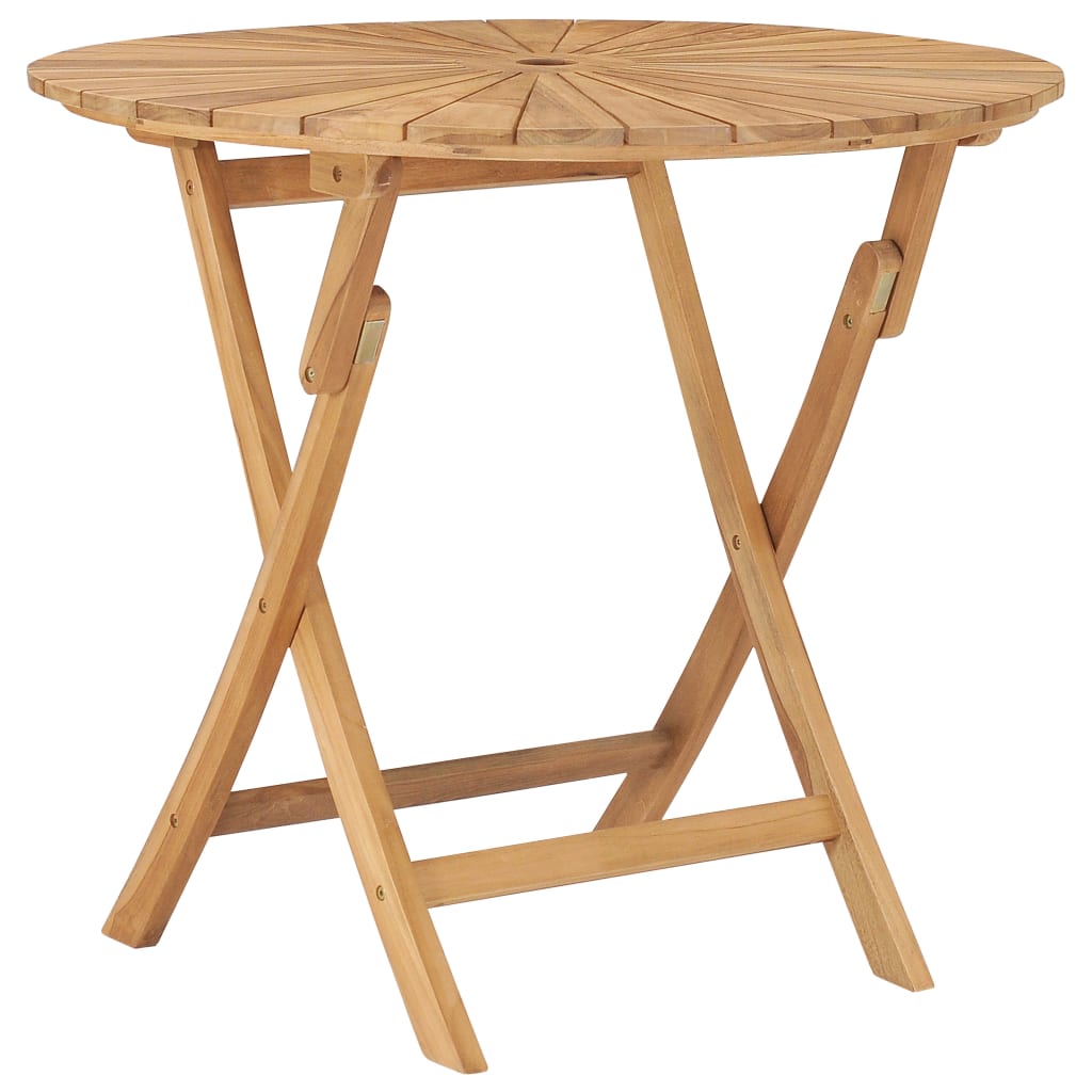 Table pliable de jardin ø 85 cm bois de teck solide