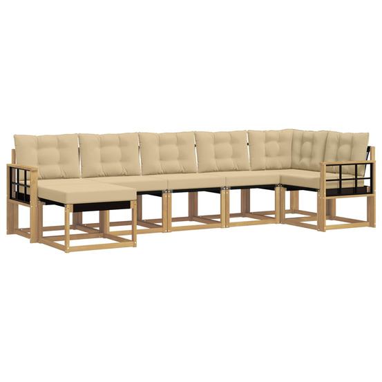 Ensemble de canapés d'extérieur 7 pcs blanc et beige
