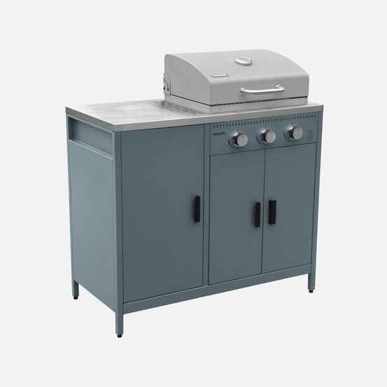 Barbecue gaz 3 brûleurs, 3 portes et 2 espaces de rangement