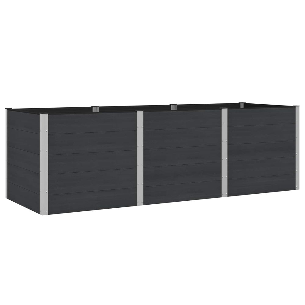 Jardinière surélevée noir 300 x 100 x 91 cm wpc et aluminium