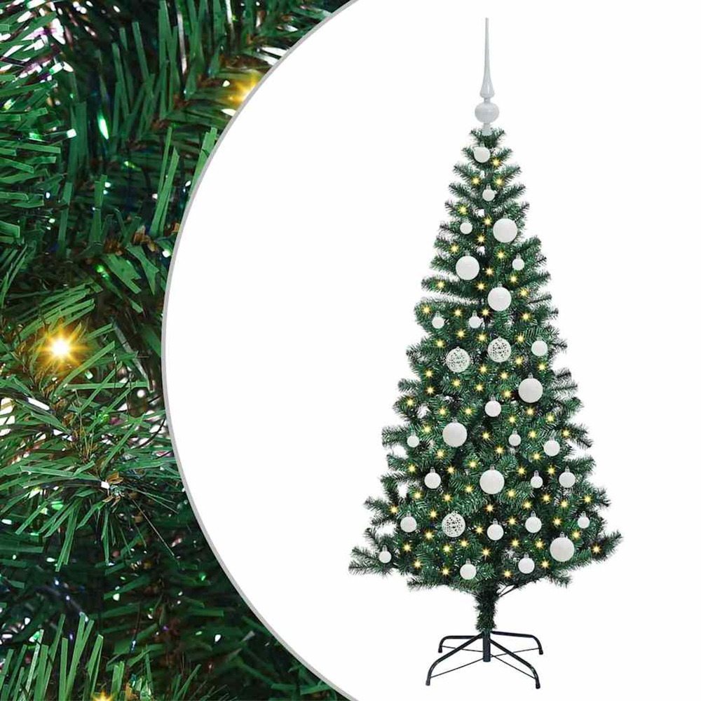 Sapin de noël artificiel pré-éclairé vert 120 cm pvc et métal