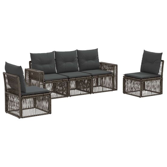 Ensemble de canapé de jardin 5 pc gris et gris foncé polyrotin