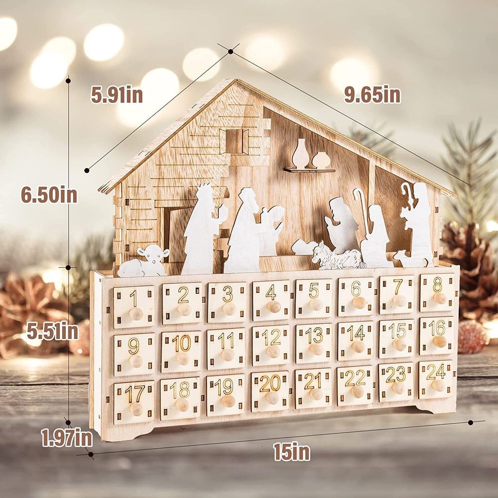 Calendrier de l'avent crèche avec led