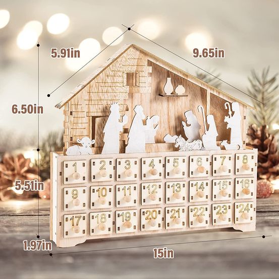 Calendrier de l'avent crèche avec led