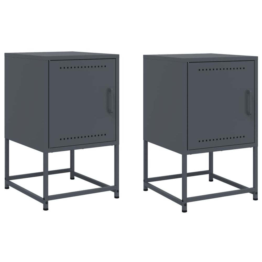 Tables de chevet 2 pcs anthracite 36x39x60,5 cm acier