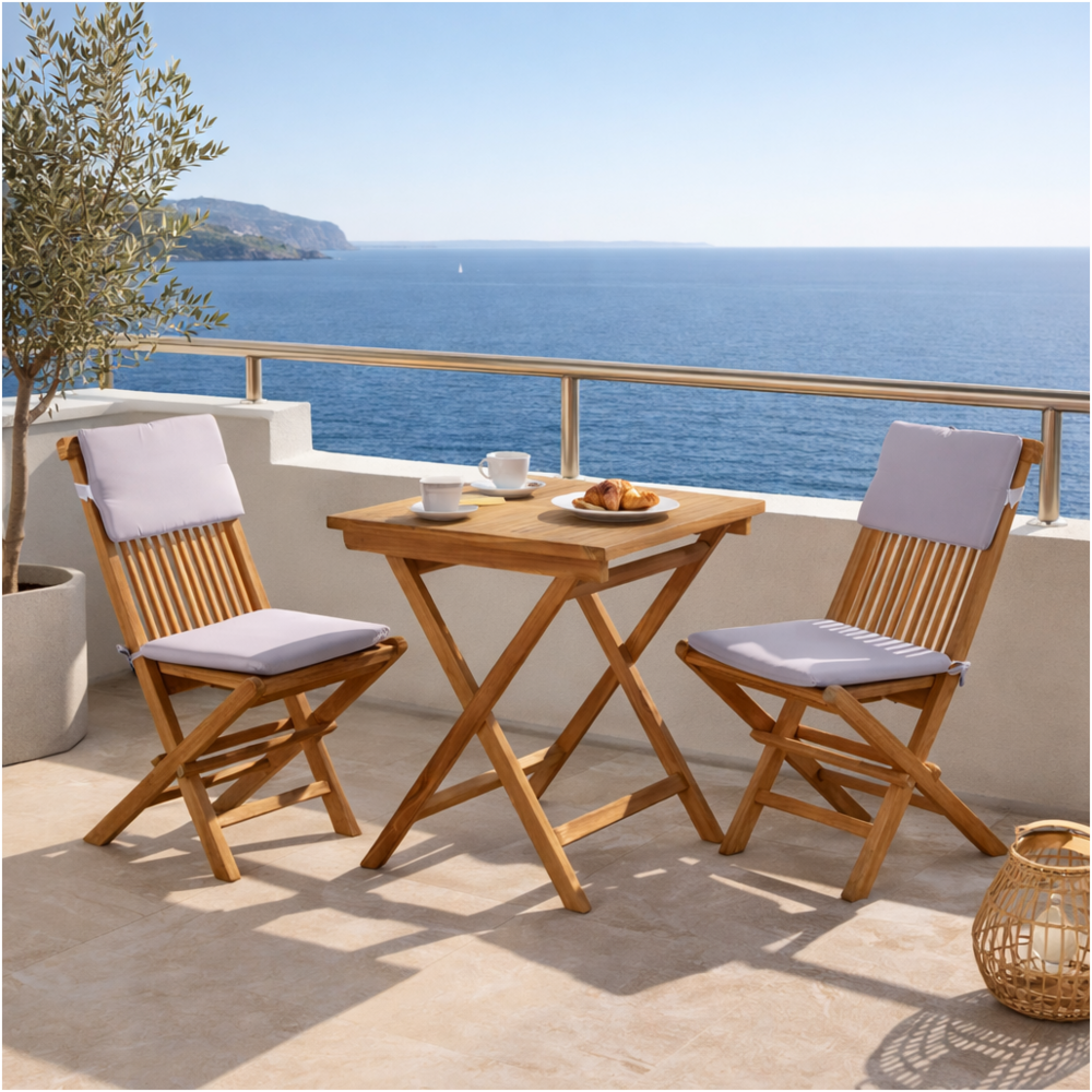 Ensemble table et 2 chaises de jardin en teck harry