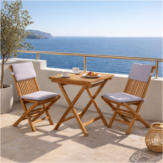 Ensemble table et 2 chaises de jardin en teck harry