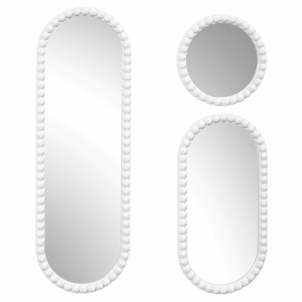 Lot de 3 miroirs ronds et ovales - blanc