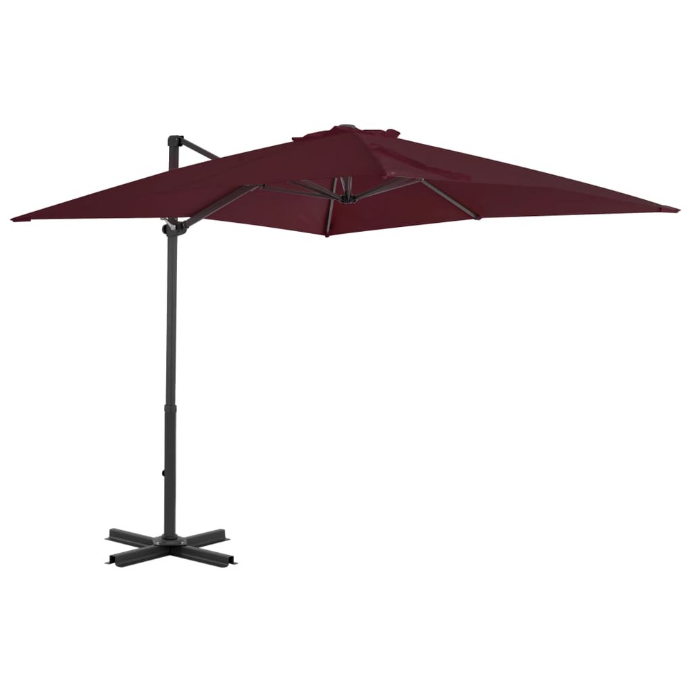 Parasol déporté avec mât en aluminium 250 x 250 cm bordeaux