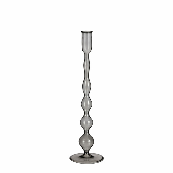 Mica decorations - bougeoir en verre gris foncé h33