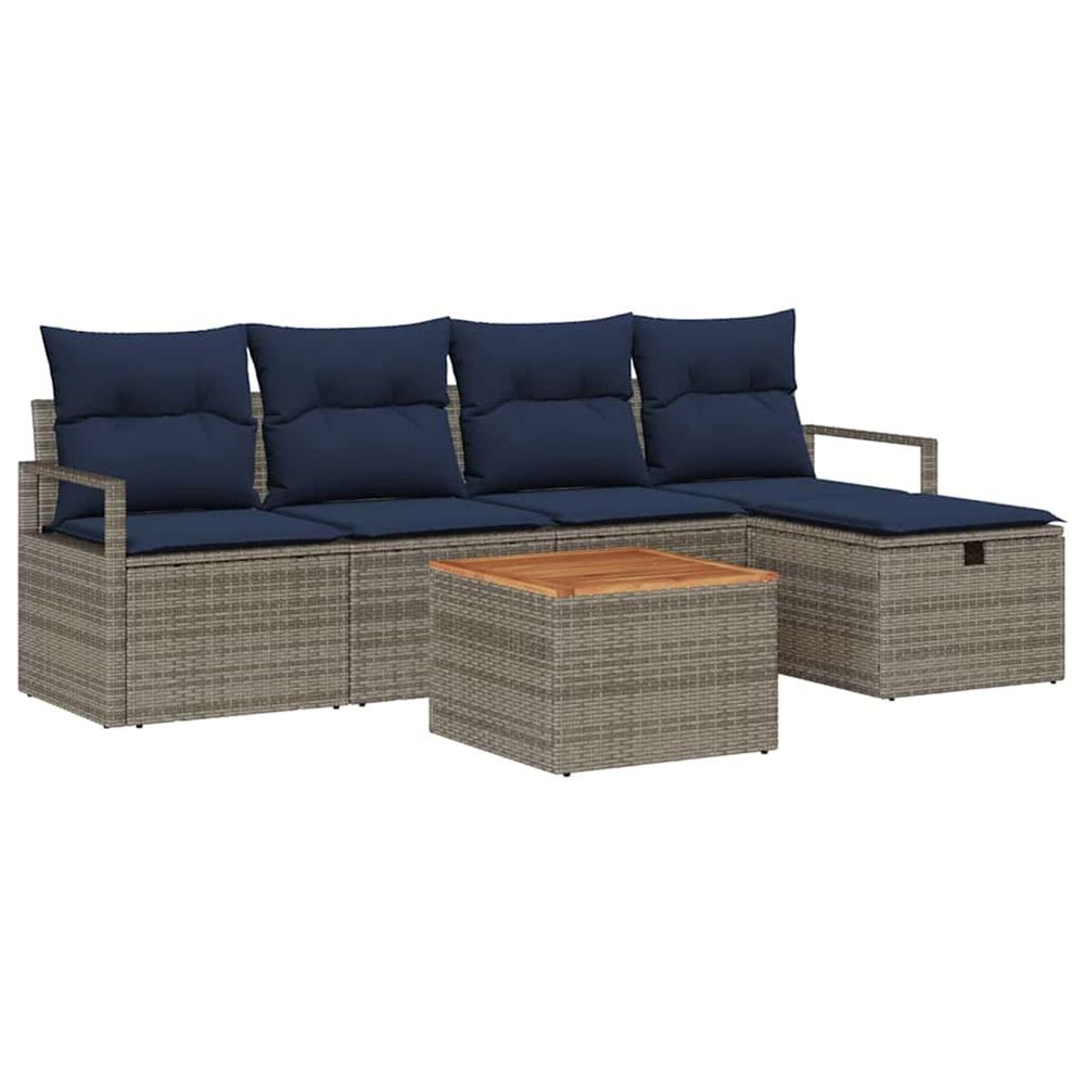 Ensemble de canapé de jardin 6 pc gris polyrotin