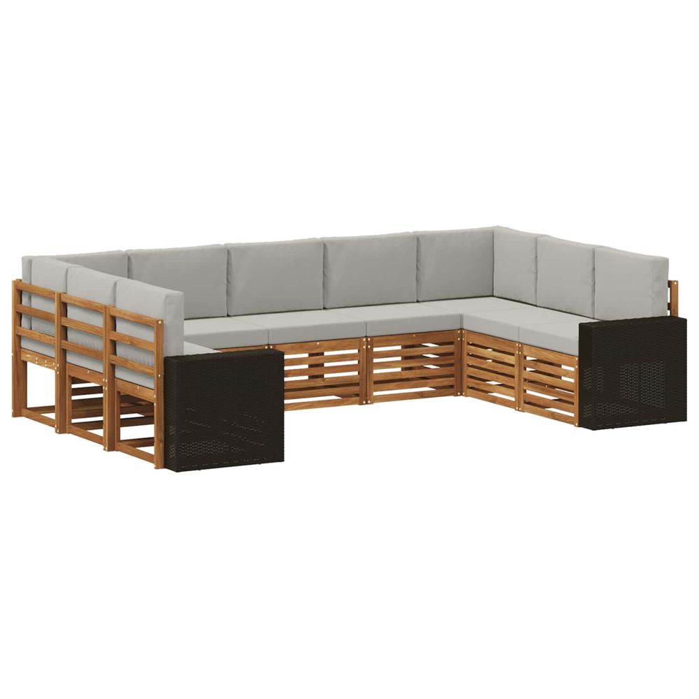 Ensemble de canapés d'extérieur 9 pc naturel et gris clair