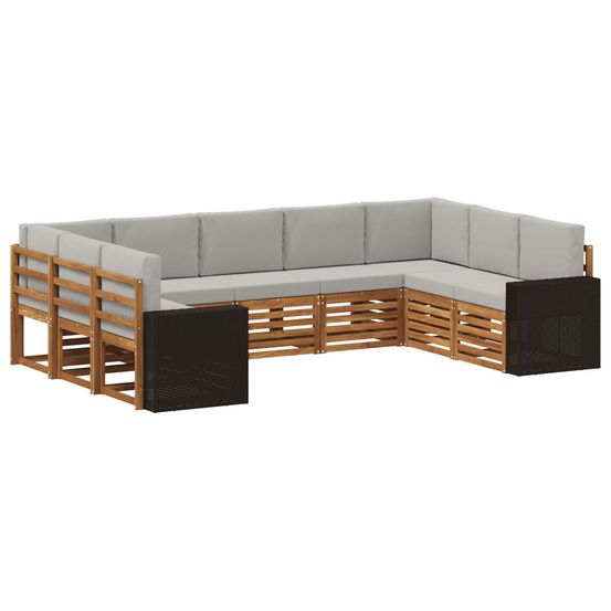 Ensemble de canapés d'extérieur 9 pc naturel et gris clair