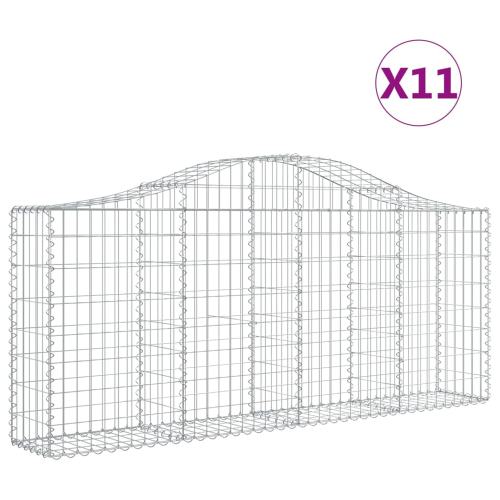 Paniers à gabions arqués 11 pcs 200x30x80/100 cm fer galvanisé
