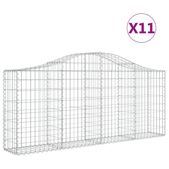 Paniers à gabions arqués 11 pcs 200x30x80/100 cm fer galvanisé