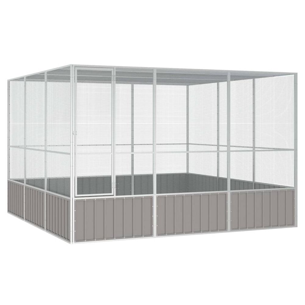 Cage à oiseaux gris 302,5x324,5x211,5 cm acier galvanisé