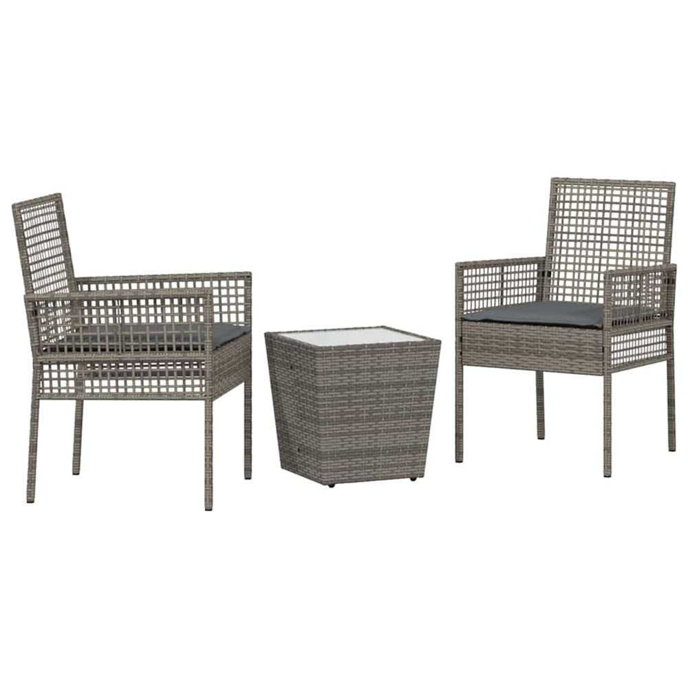 Ensemble bistro de jardin 3 pcs gris polyrotin