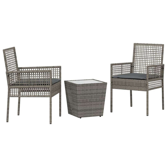 Ensemble bistro de jardin 3 pcs gris polyrotin