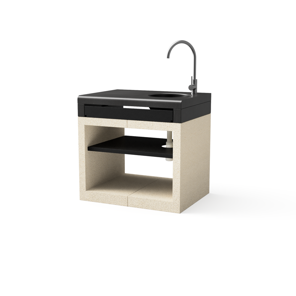 Module kitaway encart évier&robinet noir&blanc texturé