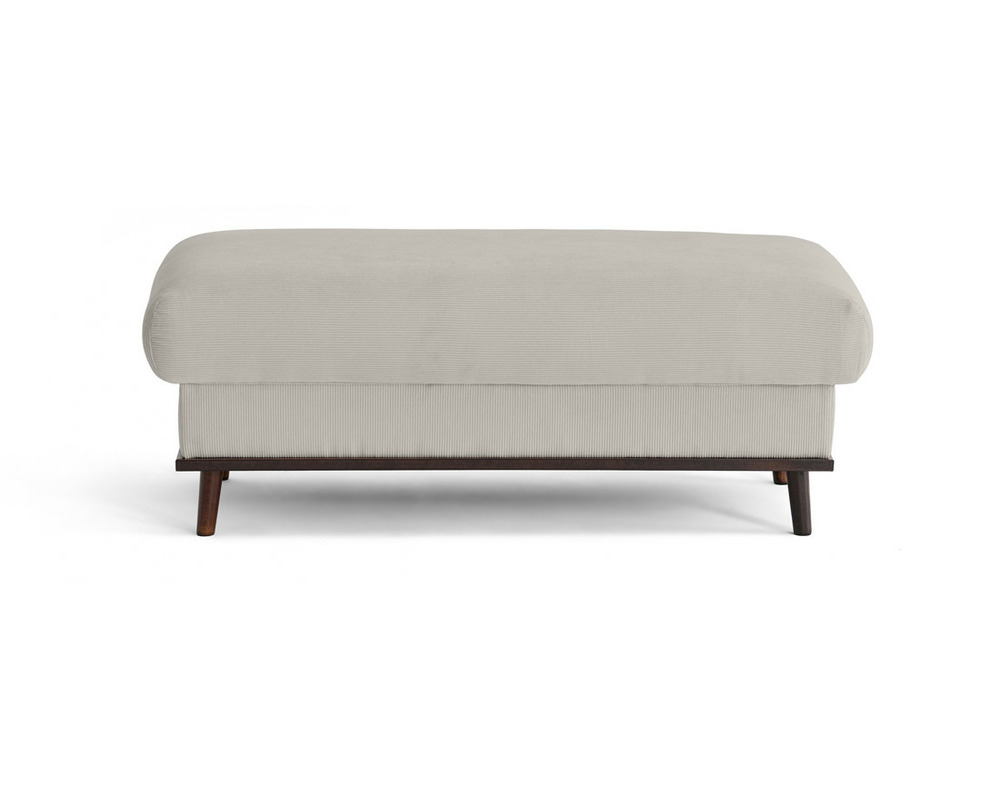 Albane - pouf en velours côtelé pieds bois foncé