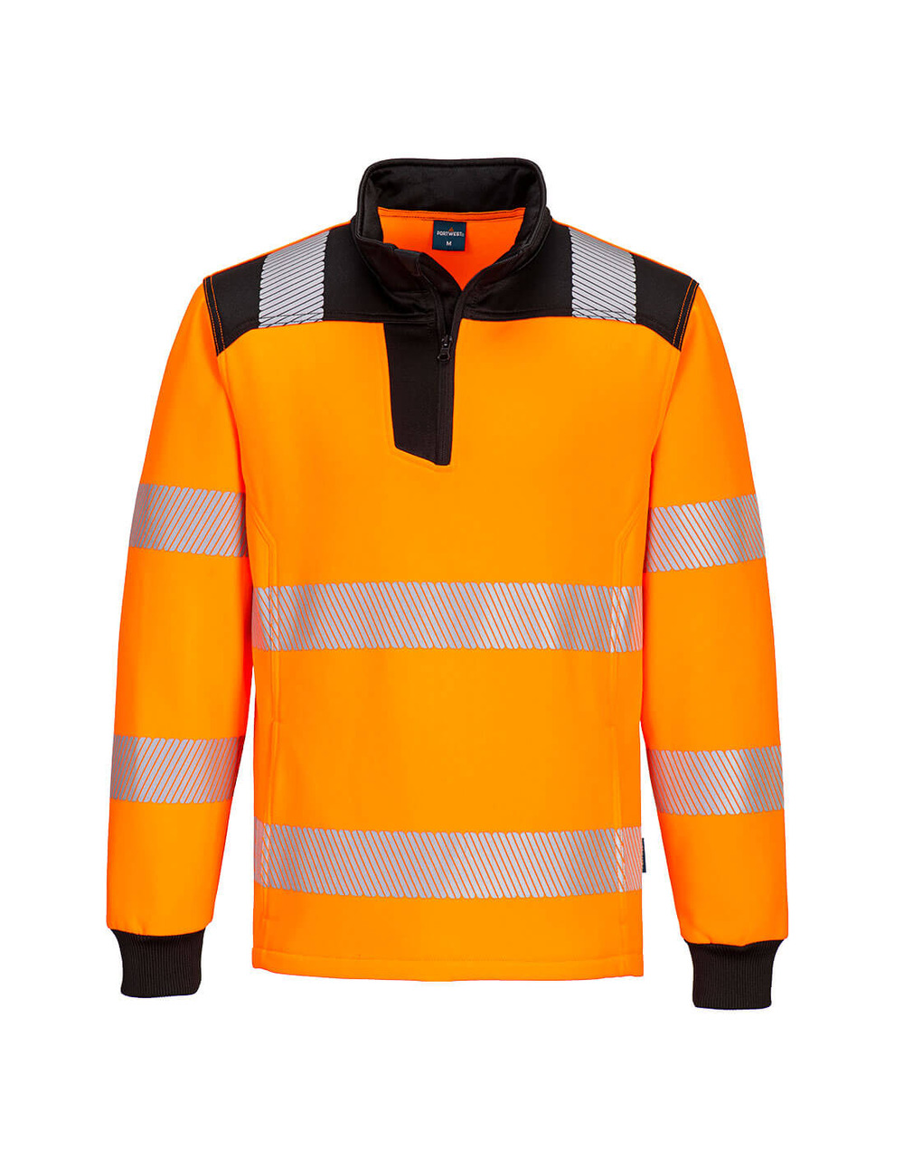 Pw3 hi-vis sweatshirt zippé - xxl - orange/noir - portwest