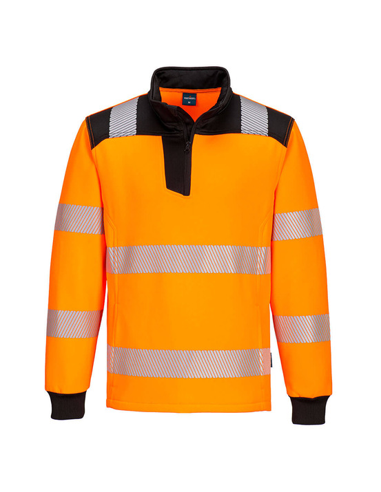 Pw3 hi-vis sweatshirt zippé - xxl - orange/noir - portwest