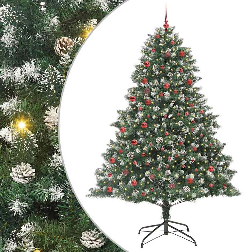 Sapin de noël artificiel vert 210 cm pvc, plastique et acier