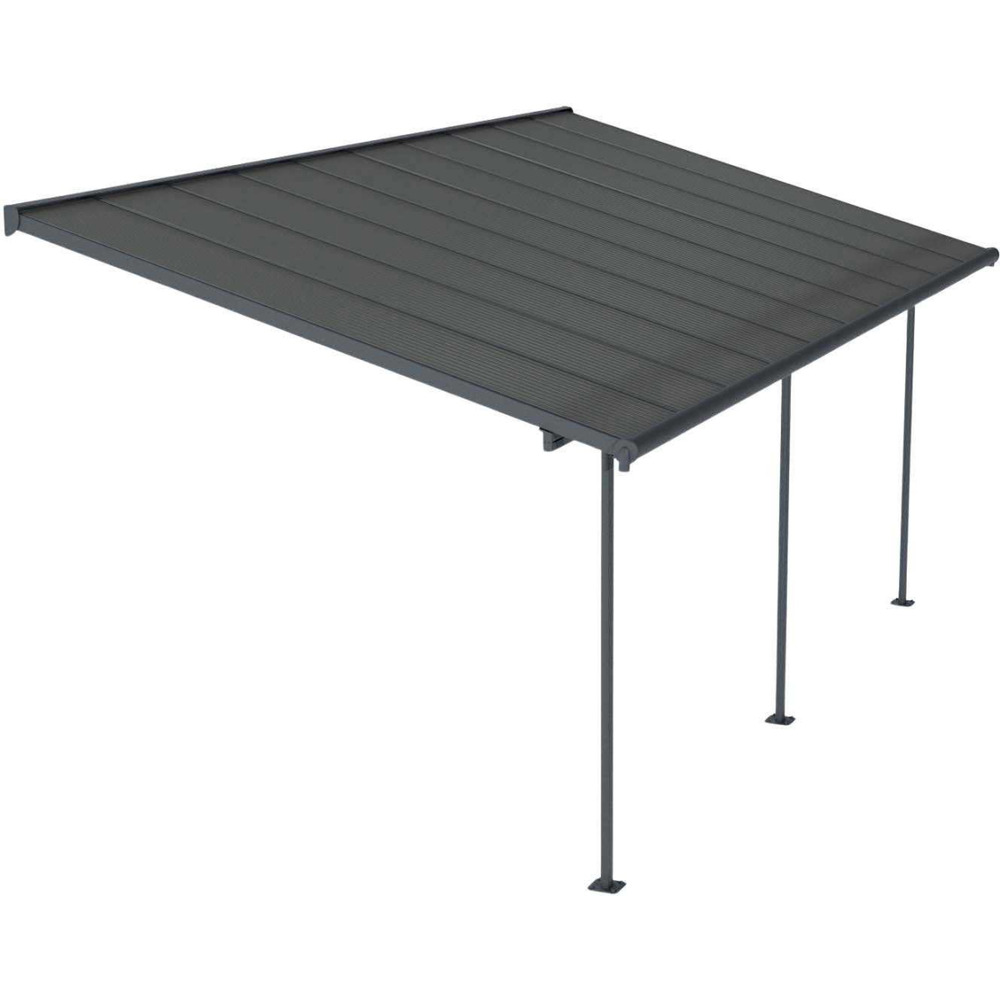 Pergola à adosser en aluminium et polycarbonate gris capri 3 x 6.2 m