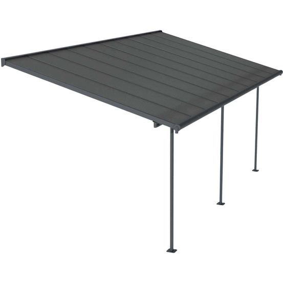 Pergola à adosser en aluminium et polycarbonate gris capri 3 x 6.2 m