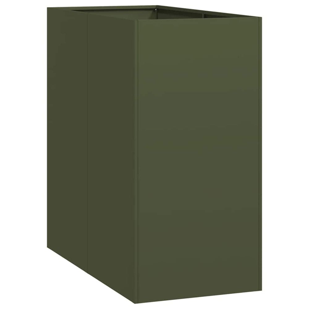 Jardinière d'extérieur vert olive 40x80x80 cm acier