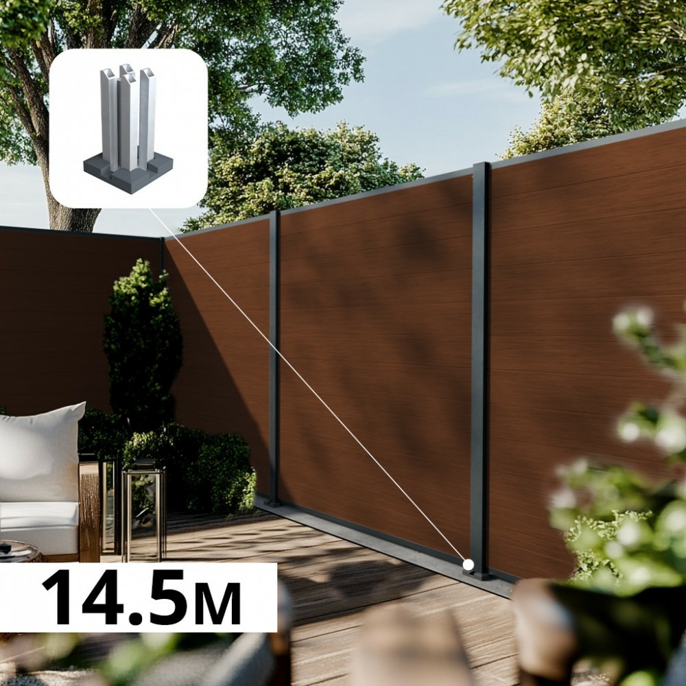 Kit clôture composite poteau sur platines - cruz ipé h-1,8m