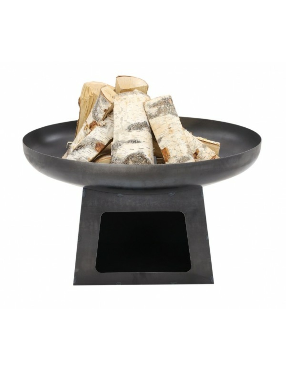 Brasero de jardin fatana en acier avec range bois-sans couvercle-ø 60cm-acier naturel---acier naturel