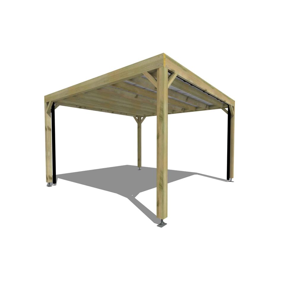 Carport bois • 4m x 4m • indépendante • sens largeur • livraison comprise
