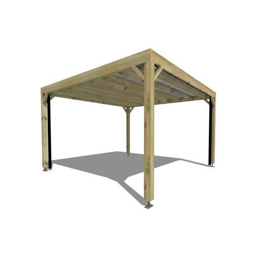 Carport bois • 4m x 4m • indépendante • sens largeur • livraison comprise