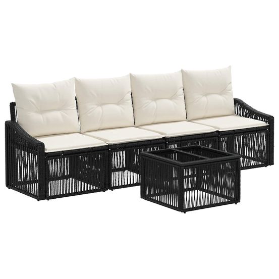 Ensemble de canapé de jardin 5 pc noir polyrotin