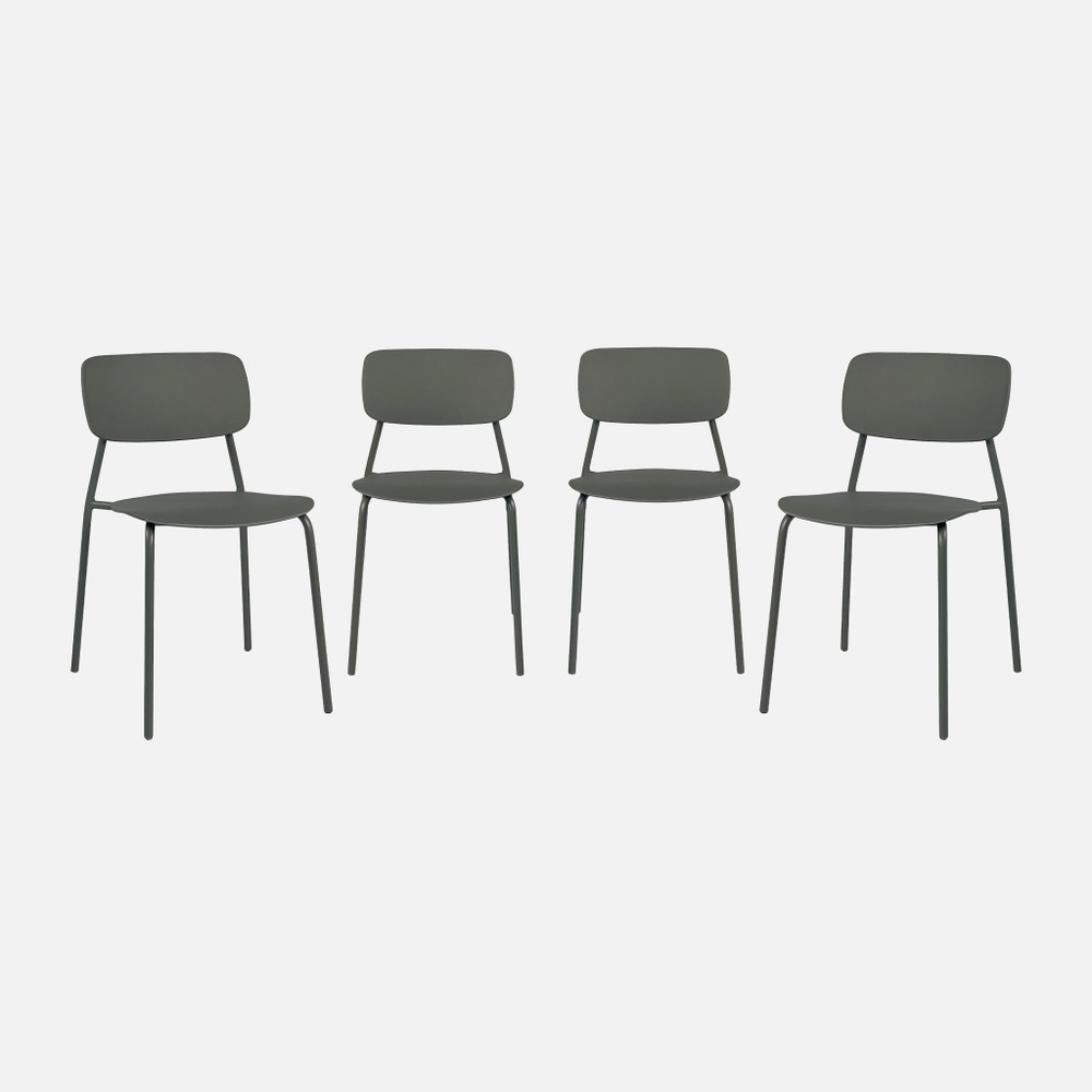 Lot de 4 chaises de jardin empilables acier et plastique - liva