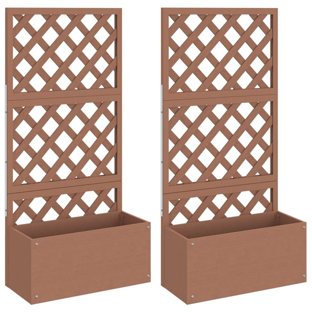 Jardinières en treillis 2 pcs marron 65x33x135 cm wpc
