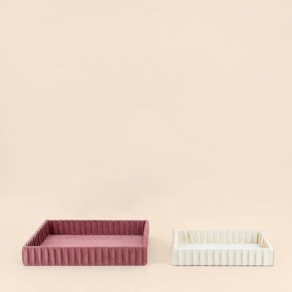 Set de 2 plateaux à bijoux en velours plissé